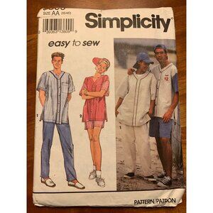 Simplicity 8306 Sewing Pattern Size Xsmall Small Meduim Baseball Shirt Pant Shor